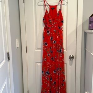 Express orange floral maxi cut out dress in S